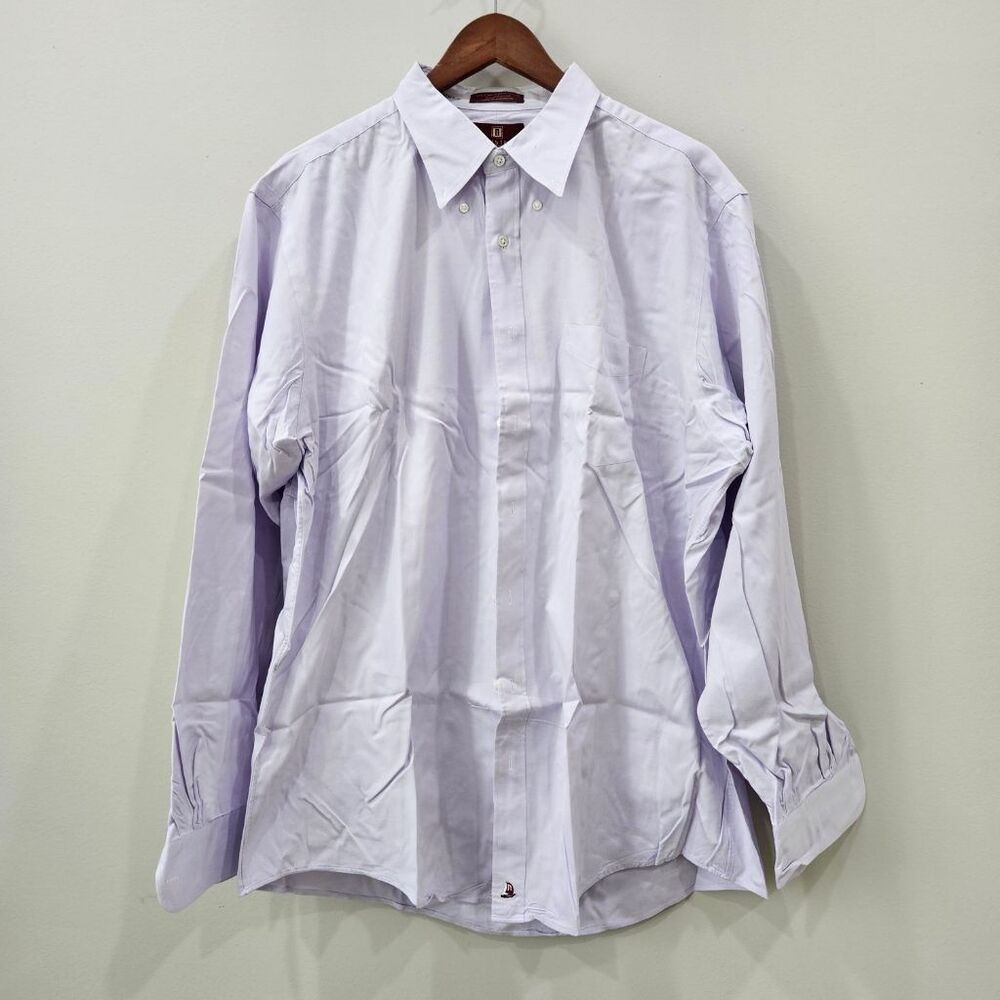 Nordstrom Classic Mens 17.5-36 Lavender Pinpoint Cotton Button-Down Dress Shirt